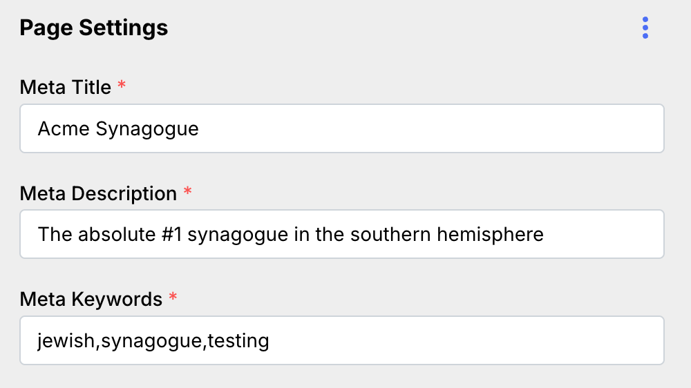 Meta Title and Description Settings